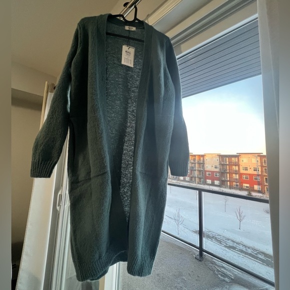 Nwt Asos JDY Firez women long sleeve longline knit cardigan, aqua blue - Picture 4 of 9